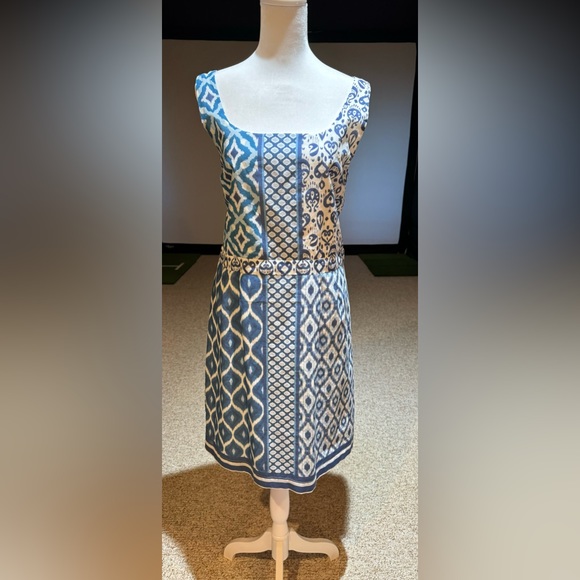 NWT Vilagallo Women’s Boutique Sleeveless Dress Blue/White  Europe Size 44 US M - Picture 2 of 10